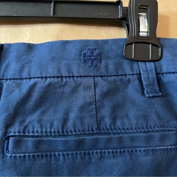 Tory Burch | Fringe Trim Side Stripe Cropped Chino Pants Navy Sea Size 27 - Picture 12 of 15